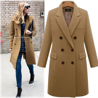 Mid-Length Wool Blend Trench Coat - Women's Outerwear