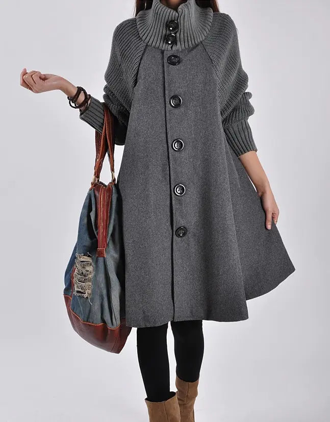 Women's Fashion Mid-Length Trench Coat - Rabbit Fur Style