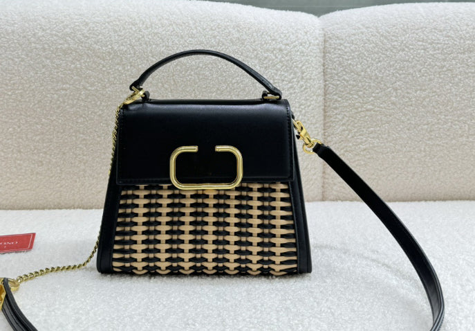 Houndstooth Woven Crossbody Bag - Trendy Square Messenger Bag | Lightweight 0.45kg Design