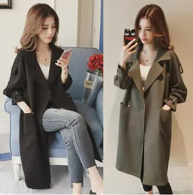 Loose Mid-Length Women's Trench Coat - Tooling Style