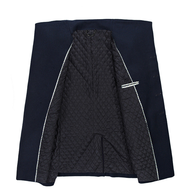 Men's Mid-Length Wool Blend Overcoat - Classic Trench Coat