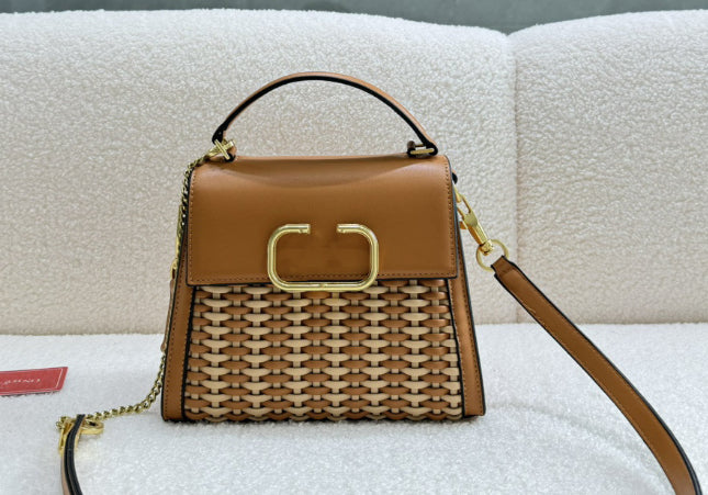 Houndstooth Woven Crossbody Bag - Trendy Square Messenger Bag | Lightweight 0.45kg Design