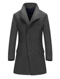 Men's Mid-Length Wool Blend Overcoat - Classic Trench Coat