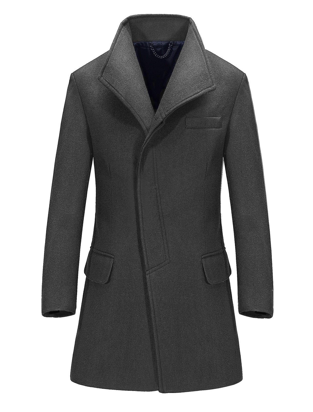 Men's Mid-Length Wool Blend Overcoat - Classic Trench Coat