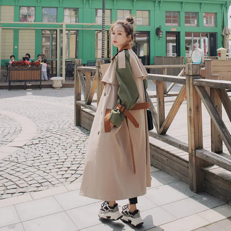 Spring Autumn Vintage Long Windbreaker Trench Coat