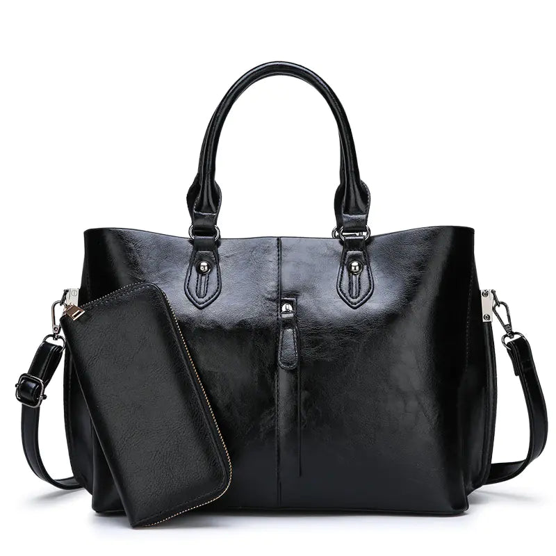 Versatile PU Leather Tote Bag - Multi-Way Crossbody Handbag | Zipper Closure
