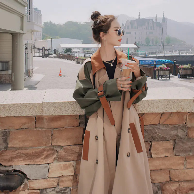 Spring Autumn Vintage Long Windbreaker Trench Coat