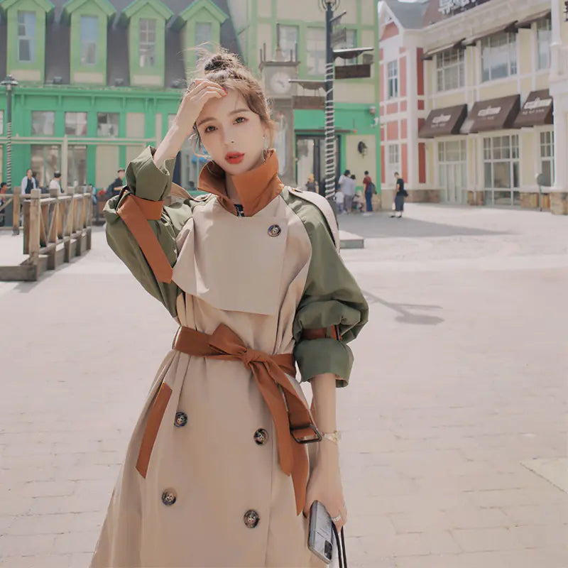 Spring Autumn Vintage Long Windbreaker Trench Coat
