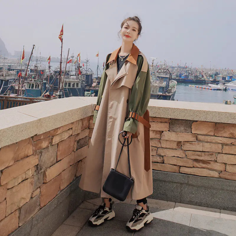 Spring Autumn Vintage Long Windbreaker Trench Coat