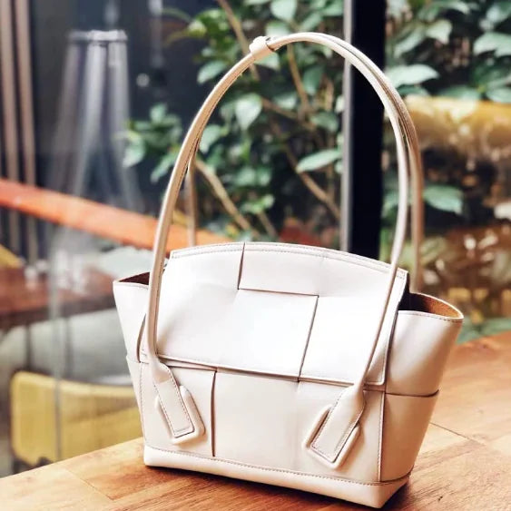 Oversized Woven Tote Bag - Minimalist Horizontal Square Handbag | 40cm Large Capacity