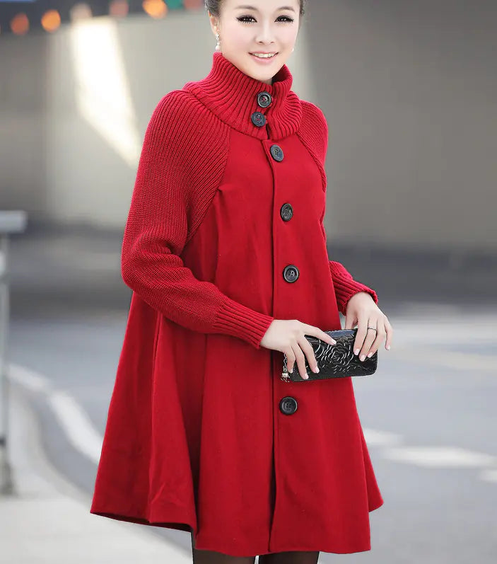 Women's Fashion Mid-Length Trench Coat - Rabbit Fur Style