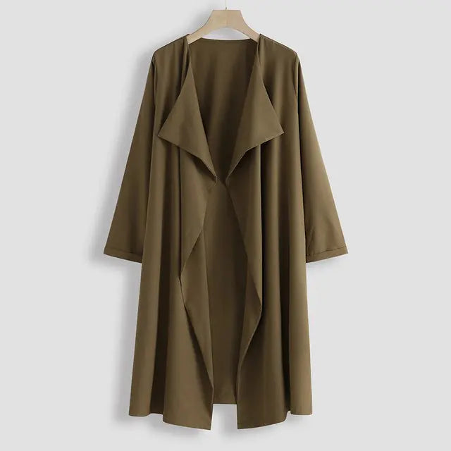 Slim Long Windbreaker Coat - Autumn Office Style