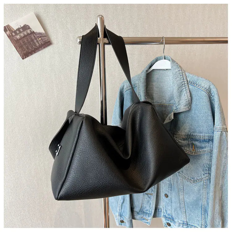 Minimalist Large Tote Bag - 42cm Spacious PU Leather Shoulder Bag | Simple & Elegant Design