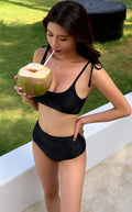 Korean Style Two-Piece Bikini with Cutout Design - Women's Swimwear