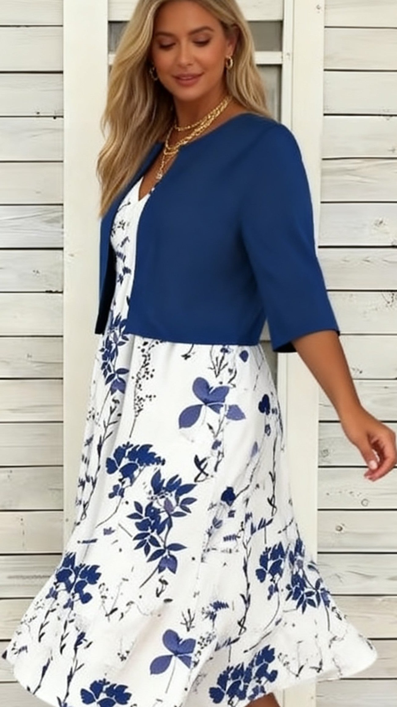 Elegant V-Neck Long Dress - Women's Two-Piece Set 2024