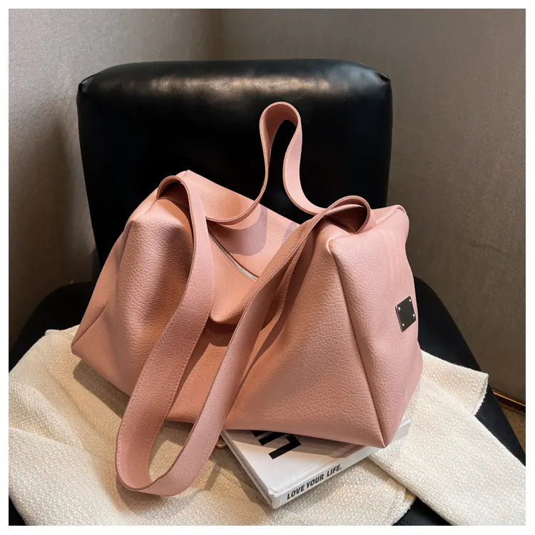 Minimalist Large Tote Bag - 42cm Spacious PU Leather Shoulder Bag | Simple & Elegant Design