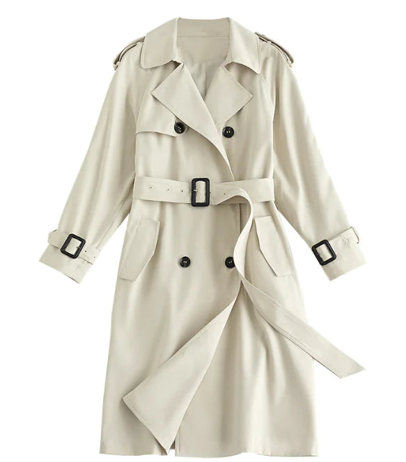 High Fashion Women's Trench Coat - Double-Breasted Style
