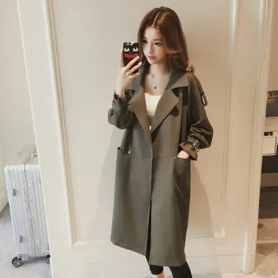 Loose Mid-Length Women's Trench Coat - Tooling Style