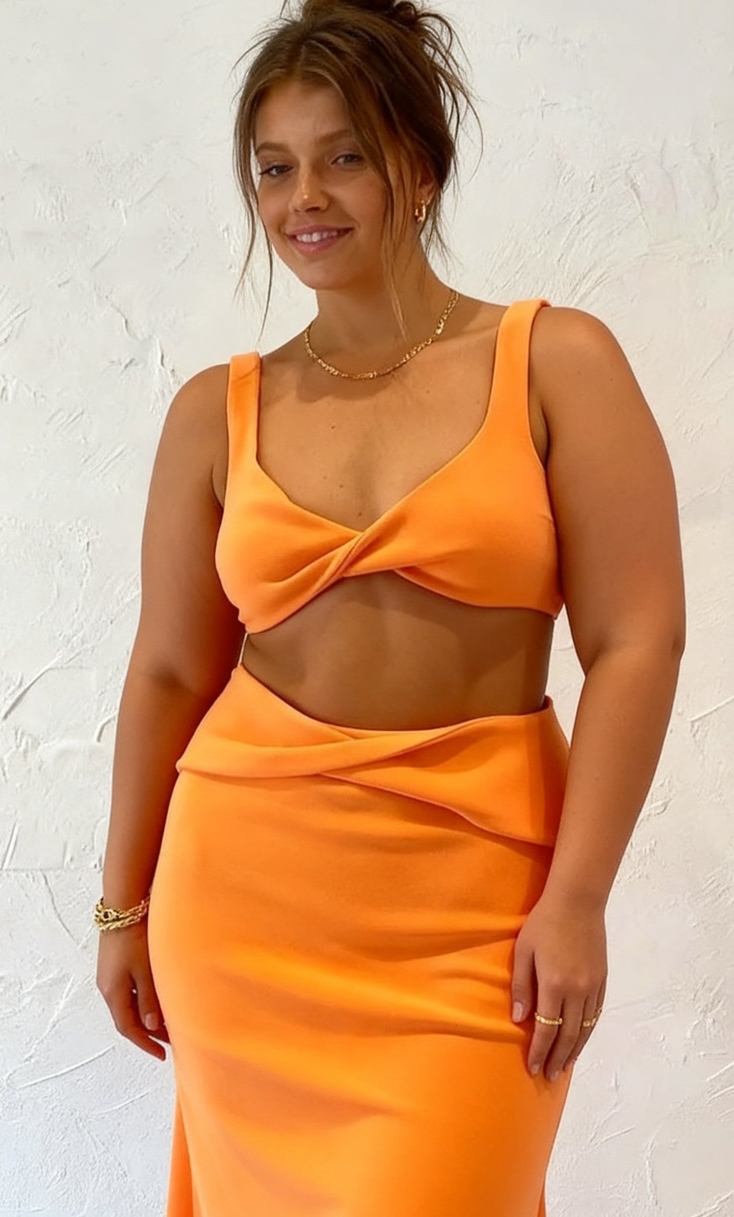 Summer Women's Crop Top and High-Slit Skirt Set