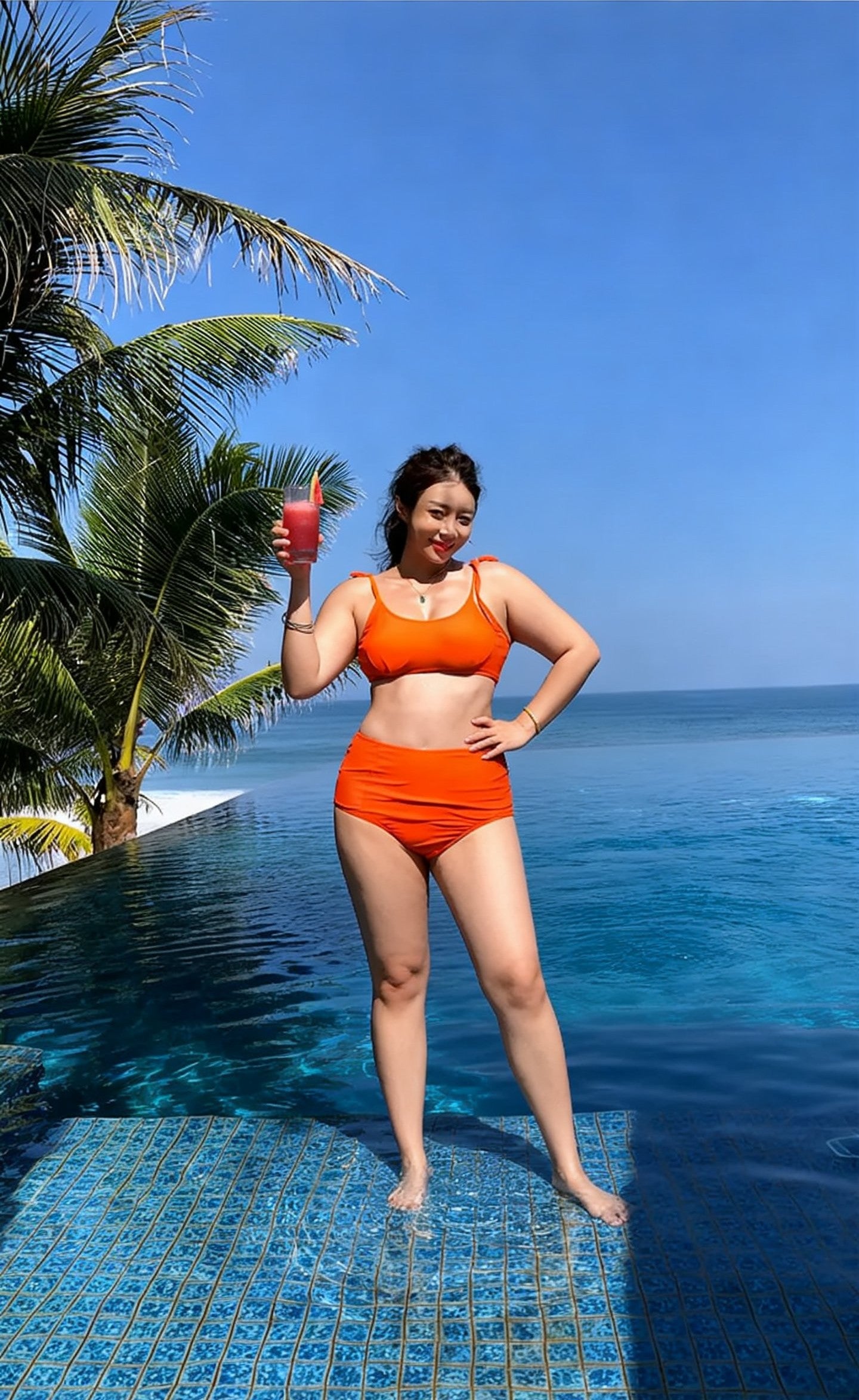 Korean Style Two-Piece Bikini with Cutout Design - Women's Swimwear