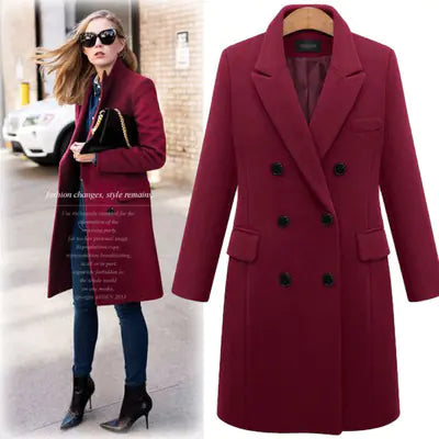 Mid-Length Wool Blend Trench Coat - Women's Outerwear