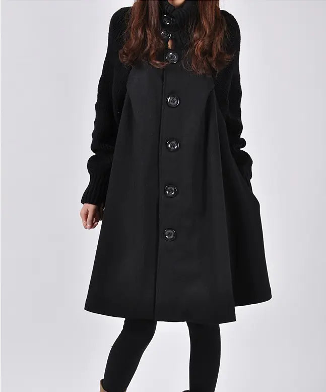 Women's Fashion Mid-Length Trench Coat - Rabbit Fur Style